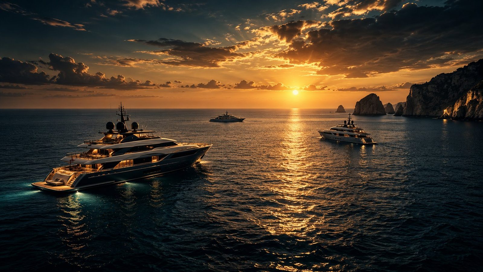 Yatching Pier — yates de lujo al atardecer